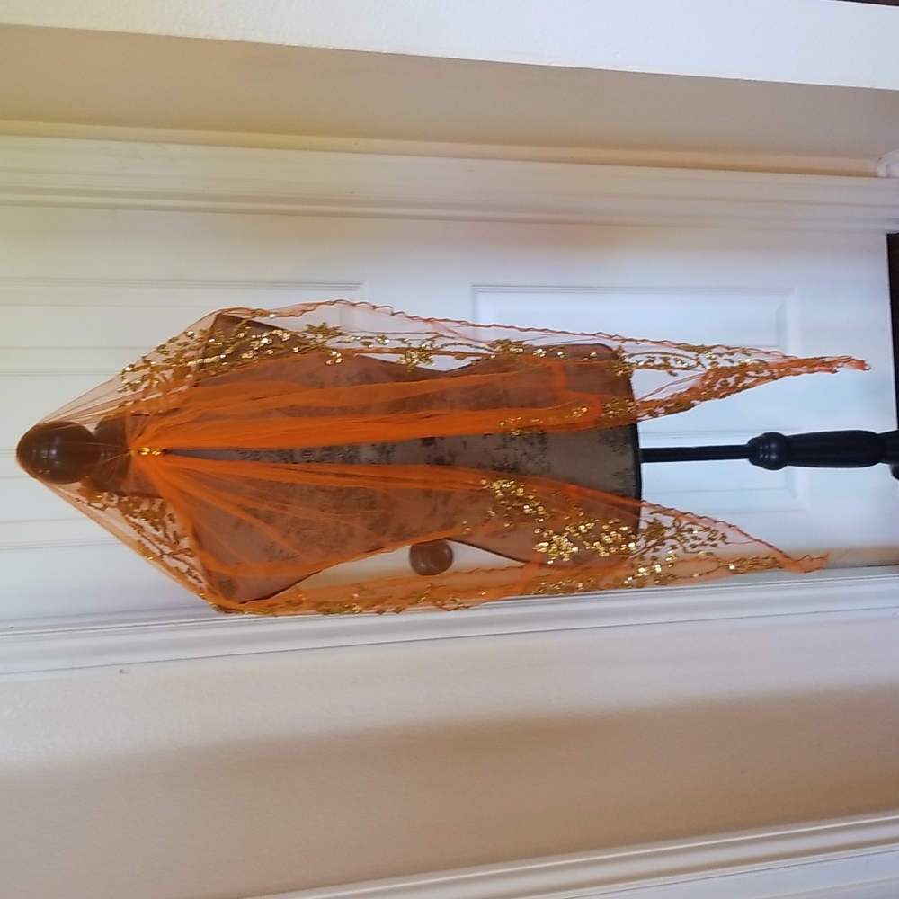 Orange and Gold Scarf, Shawl, Sarong, Hair Accessorie, Etc.